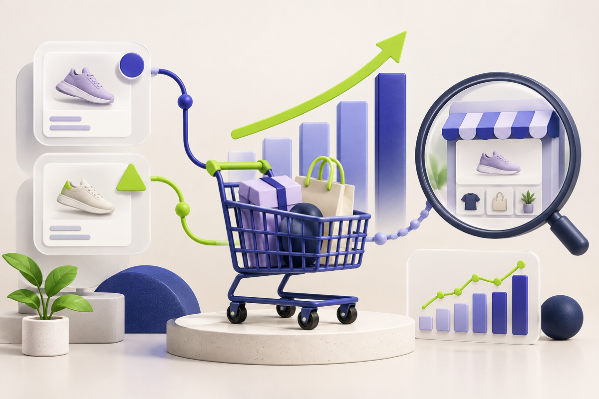 Two cart experience paths compared through an analytics workflow