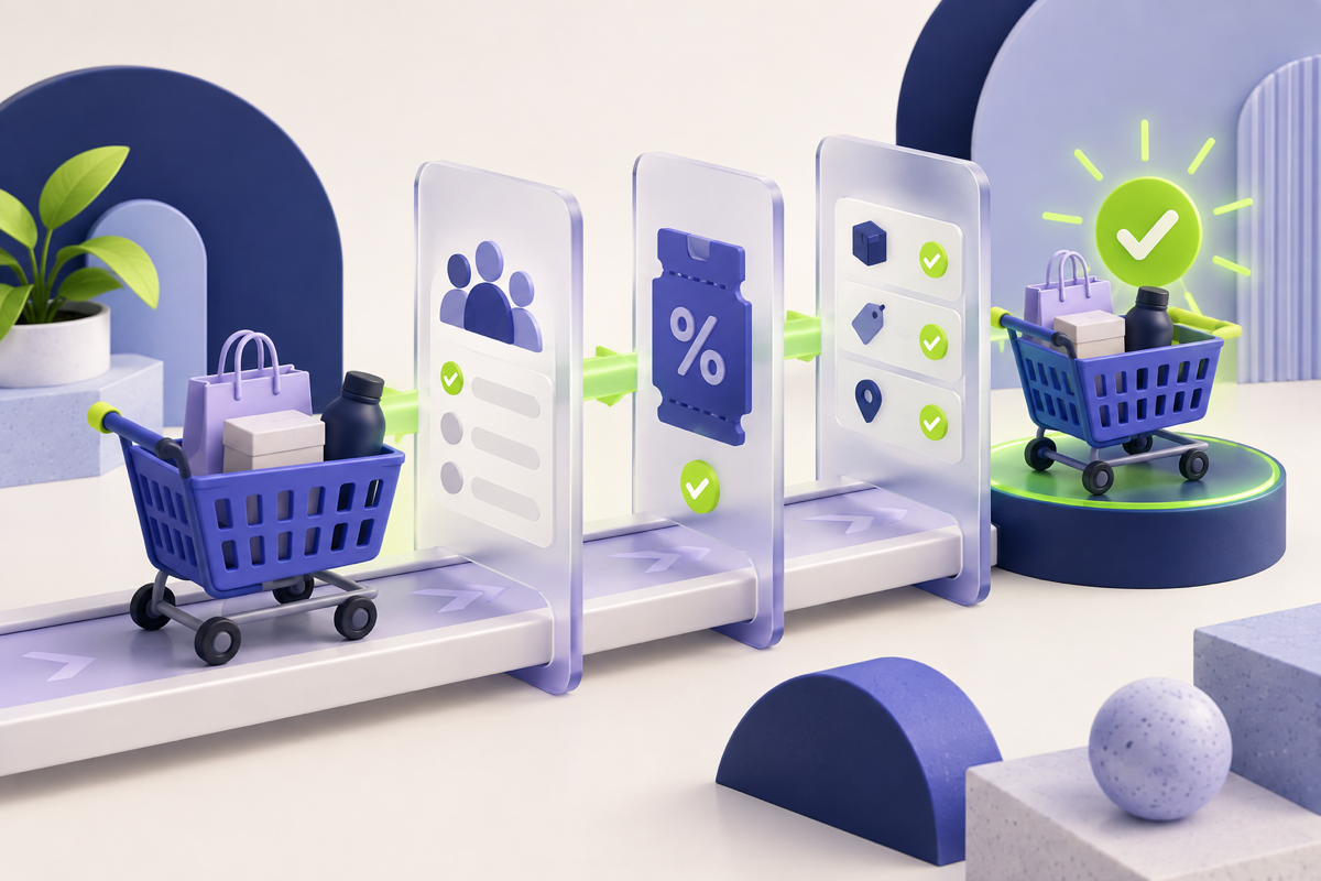 Cart offer moving through shopper and cart condition gates